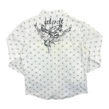 Load image into Gallery viewer, IDPDT Cowboy Western Patterned Popper White Long Sleeve Shirt

