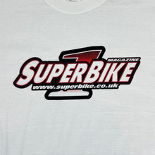 Load image into Gallery viewer, Early 00&#39;s SUPERBIKE MAGAZINE Motorsports MOTO GP Logo Spellout Graphic Cotton T-Shirt

