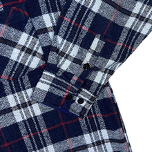 Load image into Gallery viewer, Vintage Vesta Blue White Red Plaid Check Long Sleeve Flannel Shirt
