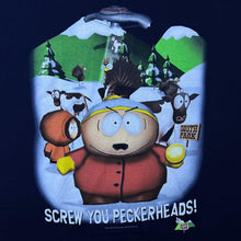 Load image into Gallery viewer, Vintage South Park (1998) “Screw You Peckerheads” TV Show Navy Blue T-Shirt
