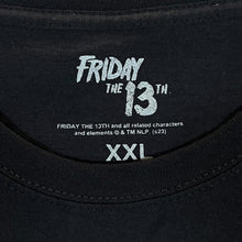 Load image into Gallery viewer, FRIDAY THE 13TH Jason Voorhies Horror Movie Spellout Graphic Black T-Shirt
