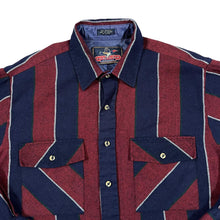 Load image into Gallery viewer, Vintage 80's BACKPACKER SPORTSWEAR Navy Red Striped Acrylic Long Sleeve Flannel Shirt
