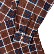 Load image into Gallery viewer, Vintage Friendship Brown Navy White Plaid Check Long Sleeve Flannel Shirt
