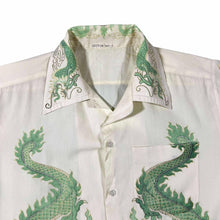 Load image into Gallery viewer, Early 00&#39;s Gothic Y2K Traditional Dragon Graphic Cream Green Short Sleeve Shirt
