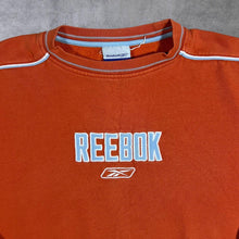 Load image into Gallery viewer, Early 00&#39;s Reebok Embroidered Logo Spellout Orange Crewneck Sweatshirt
