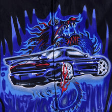 Load image into Gallery viewer, Early 00&#39;s K&#39;s Dee Gothic Y2K Tribal Flaming Dragon Car Short Sleeve Shirt
