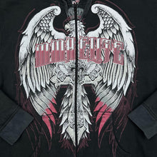 Load image into Gallery viewer, MMA ELITE Gothic Eagle Spellout Graphic Sherpa Fleece Lined Zip Hoodie
