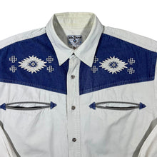 Load image into Gallery viewer, Vintage John Baner Cowboy Western Beige Blue Cotton Long Sleeve Shirt
