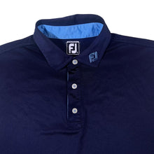 Load image into Gallery viewer, FootJoy Classic Navy Blue White Colour Block Golf Short Sleeve Polo Shirt
