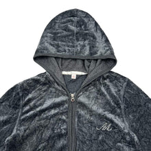 Load image into Gallery viewer, UNIQLO Diamante Motif Y2K Classic Basic Essential Velvet Velour Zip Hooded Tracksuit Top
