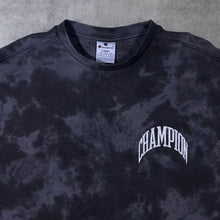 Load image into Gallery viewer, Champion Mini Logo Grey Black Tie Dye Crewneck Sweatshirt
