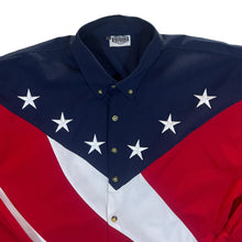 Load image into Gallery viewer, Vintage 90&#39;s GORTRUD Cowboy Western USA Flag Colour Block Long Sleeve Cotton Shirt
