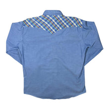 Load image into Gallery viewer, Vintage Accent &quot;Yoakum Texas&quot; Check Panel Cowboy Western Popper Long Sleeve Shirt
