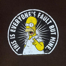 Load image into Gallery viewer, Vintage THE SIMPSONS (2002) &quot;This Is Everyone&#39;s Fault But Mine&quot; TV Show Graphic Brown T-Shirt
