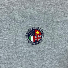 Load image into Gallery viewer, Vintage PRINCESS CRUISES WORLDWIDE Embroidered Souvenir Pocket Logo Grey T-Shirt
