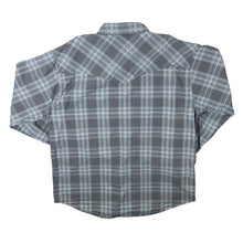 Load image into Gallery viewer, Vintage Resistol Double Cowboy Western Grey Check Popper Long Sleeve Shirt
