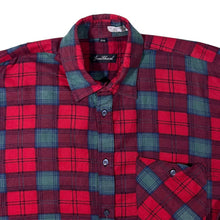 Load image into Gallery viewer, Vintage Jean Chaval Burgundy Blue Red Plaid Check Long Sleeve Cotton Flannel Shirt
