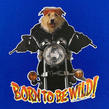 Load image into Gallery viewer, Born To Be Wild! (1992) Dog Biker Novelty Souvenir Spellout Graphic Blue T-Shirt
