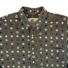 Load image into Gallery viewer, Vintage Natural Issue Khaki Green Patterned Long Sleeve Button-Up Cotton Shirt
