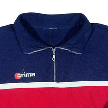 Load image into Gallery viewer, Vintage ERIMA Mini Logo Colour Block Red Navy Blue 1/4 Zip Fleece Sweatshirt
