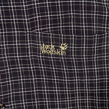 Load image into Gallery viewer, Jack Wolfskin Travel Navy Blue Check Short Sleeve Polyester Viscose Shirt

