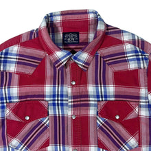 Load image into Gallery viewer, Vintage Rifle Jeans Cowboy Western Red Plaid Check Long Sleeve Popper Cotton Shirt
