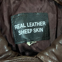 Load image into Gallery viewer, Vintage 90&#39;s REAL LEATHER SHEEP SKIN Classic Distressed Genuine Real Leather Zip Bomber Jacket
