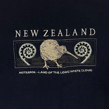 Load image into Gallery viewer, Vintage Wild Kiwi NEW ZEALAND Embroidered Souvenir Spellout Black T-Shirt
