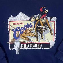 Load image into Gallery viewer, Vintage Coors "Pro Rodeo" Cowboy Spellout Graphic Navy Blue Sweatshirt
