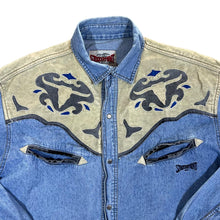 Load image into Gallery viewer, Vintage 90&#39;s STOCKERPOINT Western Cowboy Style Long Sleeve Blue Denim Shirt
