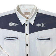 Load image into Gallery viewer, Vintage Jeaxxs Cowboy Western Embroidered White Grey Cotton Blend Long Sleeve Shirt
