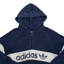 Load image into Gallery viewer, ADIDAS Colour Block Big Logo Spellout Graphic 1/4 Zip Pullover Hoodie
