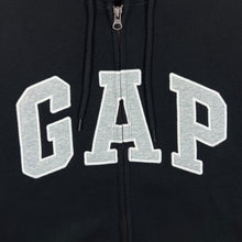 Load image into Gallery viewer, GAP Classic Embroidered Big Logo Spellout Black Zip Hoodie
