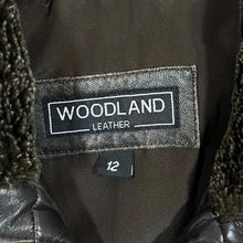 Load image into Gallery viewer, Vintage WOODLAND LEATHER Fleece Collared Brown Real Genuine Leather Zip Bomber Jacket
