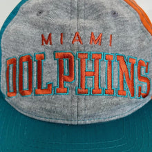 Load image into Gallery viewer, Vintage NFL MIAMI DOLPHINS Colour Block Embroidered Football Spellout Baseball Cap
