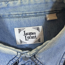 Load image into Gallery viewer, Vintage Jacques Lorant Cowboy Western Lace Panel Blue Denim Long Sleeve Shirt
