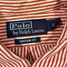 Load image into Gallery viewer, Vintage POLO RALPH LAUREN Orange White Striped Mini Logo Long Sleeve Button-Up Cotton Shirt
