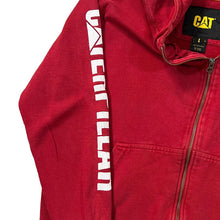 Load image into Gallery viewer, CAT Caterpillar Classic Logo Spellout Graphic Red Zip Hoodie
