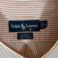 Load image into Gallery viewer, Vintage Ralph Lauren "Blaire" Peach Orange White Striped Short Sleeve Button-Up Shirt
