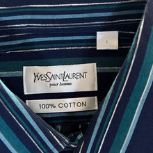 Load image into Gallery viewer, Vintage YSL Yves Saint Laurent Blue Multi Striped Long Sleeve Cotton Dress Shirt
