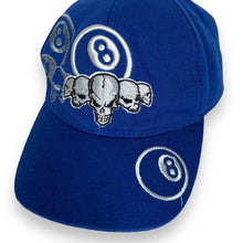 Load image into Gallery viewer, Early 00’s Gothic Biker Skull 8 Ball American Pool Baseball Cap
