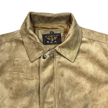 Load image into Gallery viewer, Vintage 90&#39;s REPORTAGE R.G.A. Classic Brown Tan Faux Suede Leather Bomber Jacket
