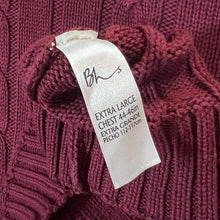 Load image into Gallery viewer, Vintage BHS Classic Burgundy Cable Knit Cotton Crewneck Sweater Jumper
