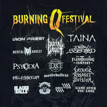 Load image into Gallery viewer, BURNING Q FESTIVAL (2016) Graphic Spellout Heavy Metal Hard Rock Music Band Festival Lineup T-Shirt
