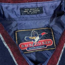 Load image into Gallery viewer, Vintage 80's BACKPACKER SPORTSWEAR Navy Red Striped Acrylic Long Sleeve Flannel Shirt
