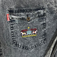 Load image into Gallery viewer, Vintage LAVISH JEANS Western Wear Embroidered Acid Washed Black Denim Long Sleeve Shirt
