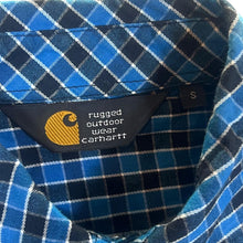 Load image into Gallery viewer, Carhartt Rugged Outdoor Wear Blue Black Check Long Sleeve Cotton Shirt

