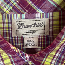 Load image into Gallery viewer, Wrancher by Wrangler Cowboy Western Plaid Check Popper Long Sleeve Shirt
