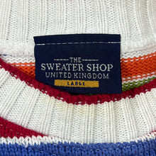 Load image into Gallery viewer, Vintage THE SWEATER SHOP Vibrant Multi Colour Striped Cotton Knit Sweater Jumper
