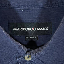 Load image into Gallery viewer, Vintage MARLBORO CLASSICS Embroidered Mini Logo Navy Blue Short Sleeve Button-Up Shirt
